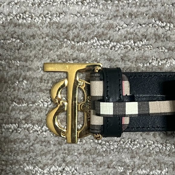 Authentic Woman's Burberry "TB" Plaid Belt - Picture 2 of 6
